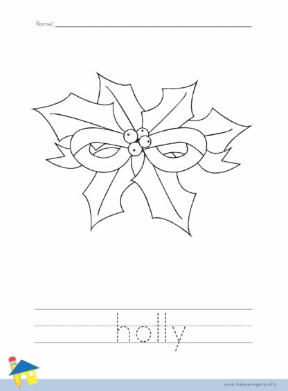 Christmas Holly Coloring Worksheet