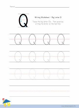 Big Letter Q Writing Worksheet