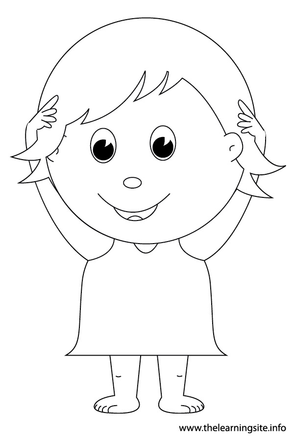 coloring-page-outline-body-parts-kid-pointing-to-head