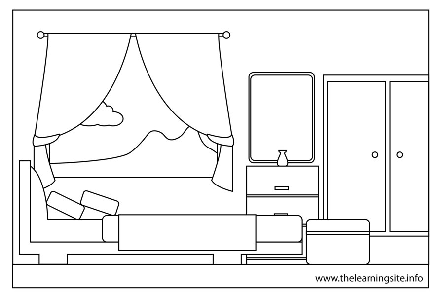 Coloring Page Outline Part Of A House Bedroom The Learning Site