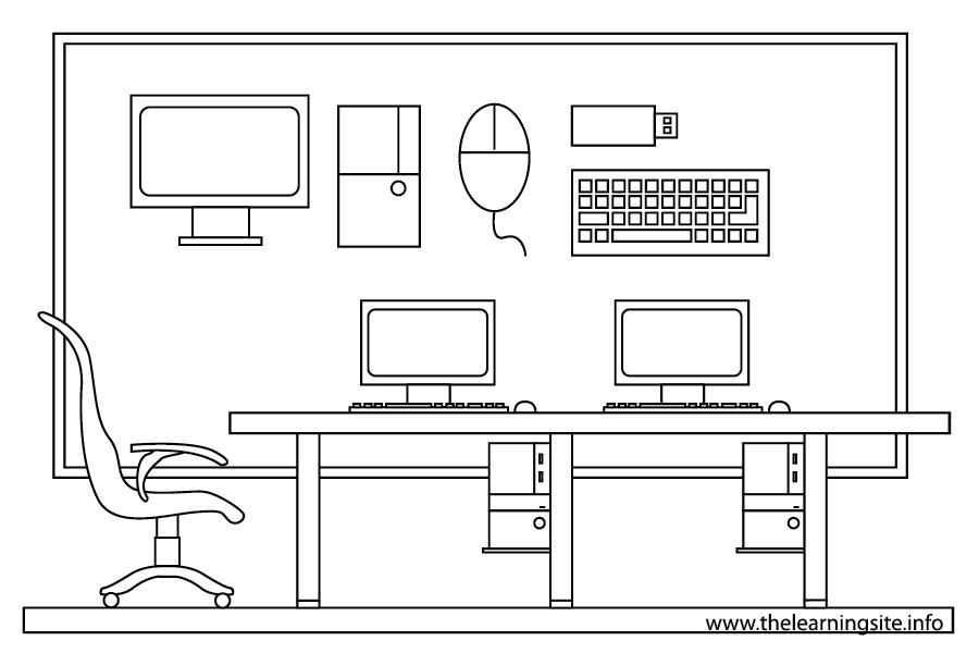 coloring-page-outline-parts-of-a-school-computer-room