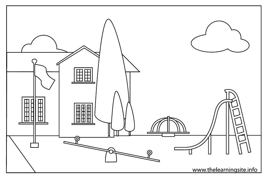 coloring-page-outline-parts-of-a-school-school-play-ground