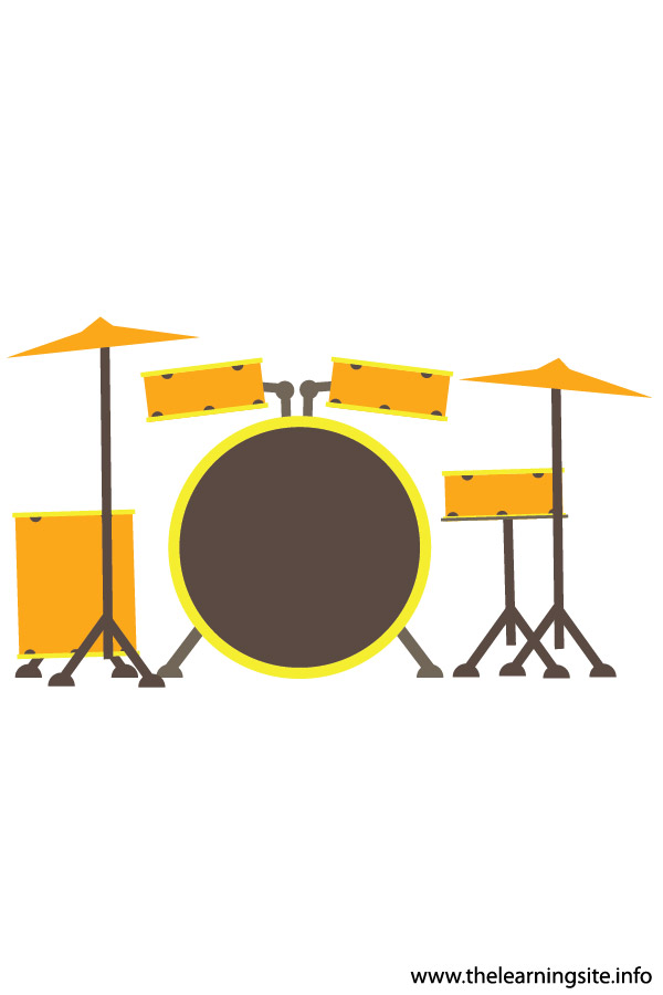 Drumset Musical Instruments Flashcard Illustration