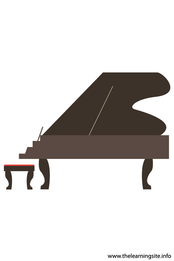 Grand Piano Musical Instruments Flashcard Illustration