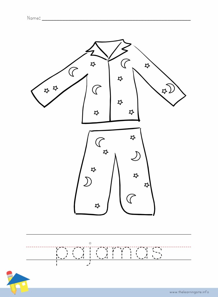 Pajamas Coloring Worksheet The Learning Site