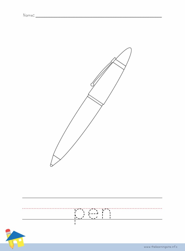 Pen Coloring Page Outline