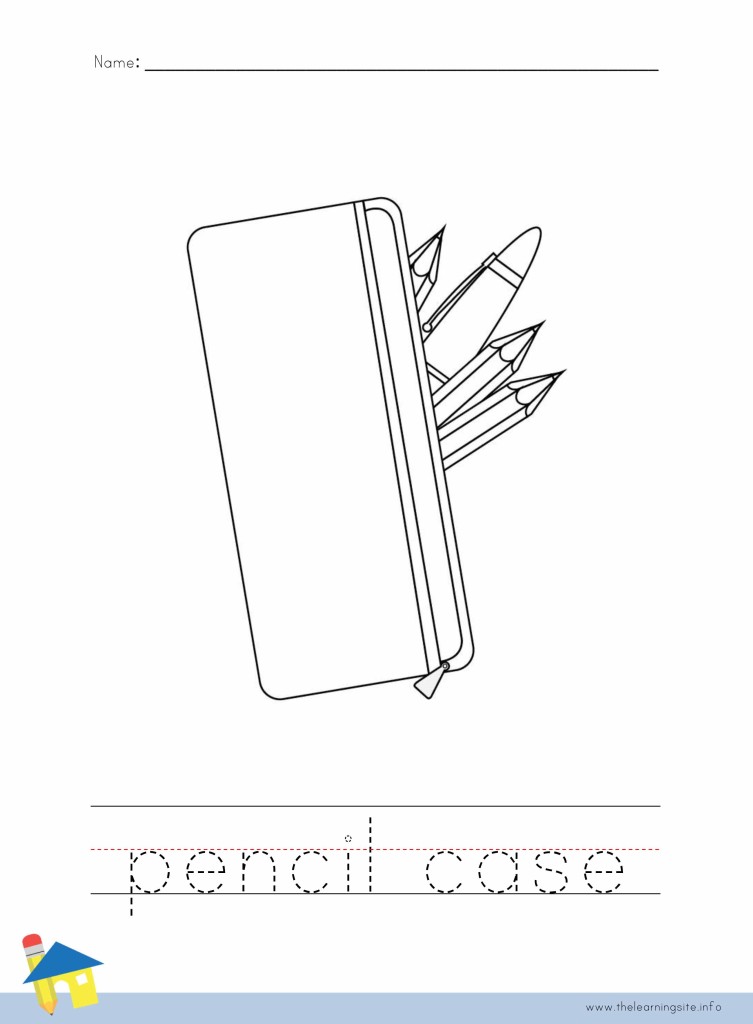 Pencil Case Coloring Page Outline