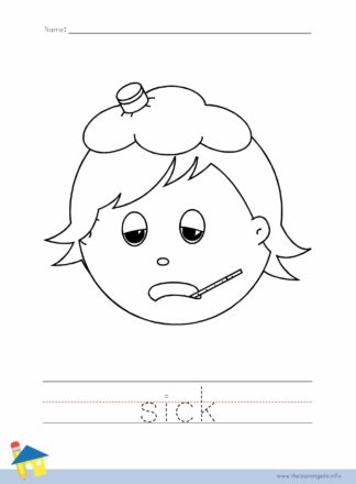 Sick Coloring Page, Sick Outline