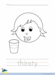 Thirsty Coloring Page, Thirsty Outline