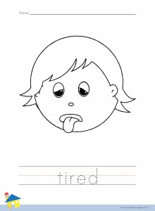 Tired Coloring Page, Tired Outline