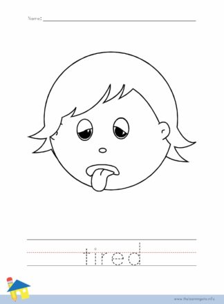 Tired Coloring Page, Tired Outline