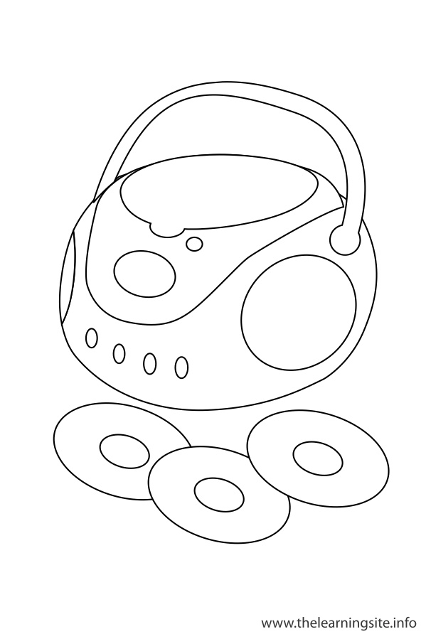 coloring-page-outline-school-objects-cd-player