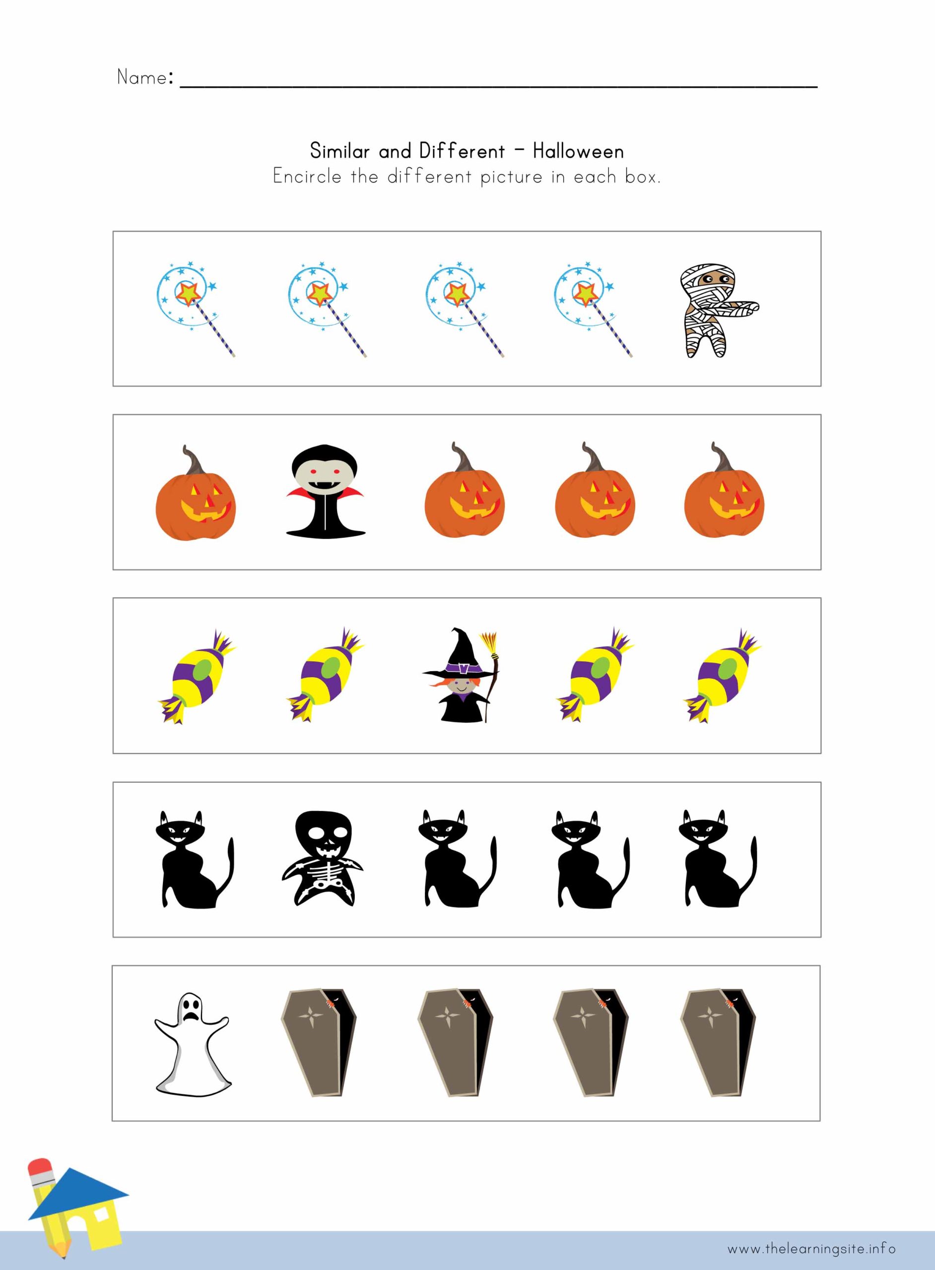 Halloween Similar And Different Worksheet 1 The Learning Site