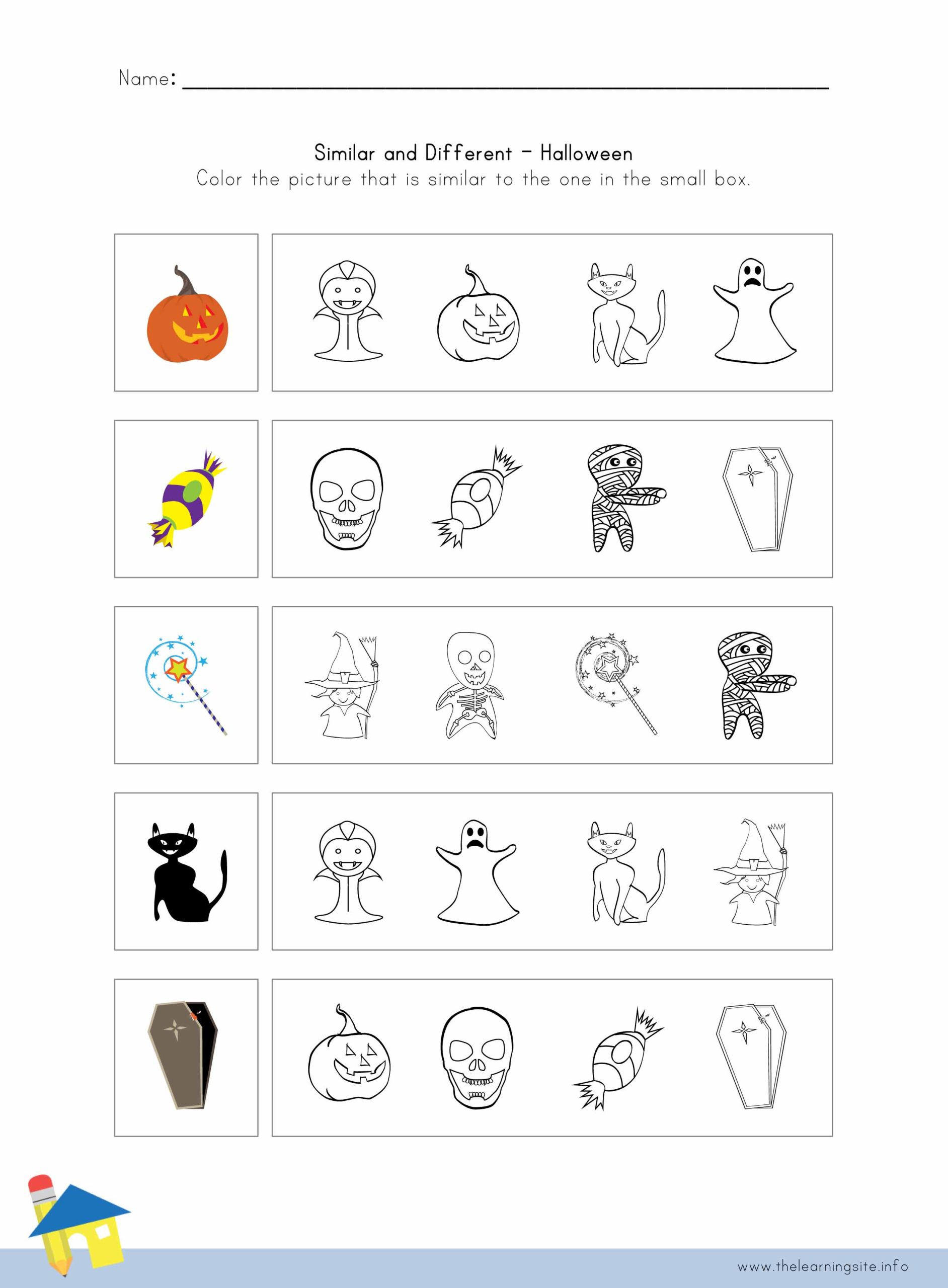 Halloween Similar and Different Worksheet 4 The Learning