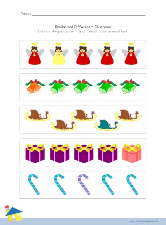 Christmas Similar and Different Worksheet 1