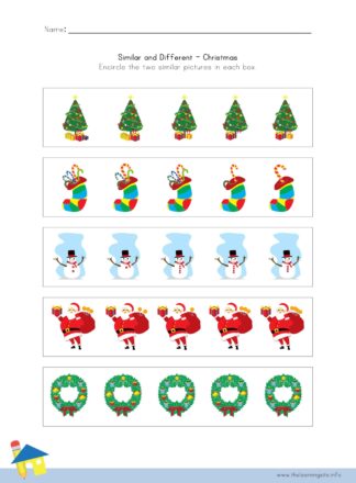 Christmas Similar and Different Worksheet 3