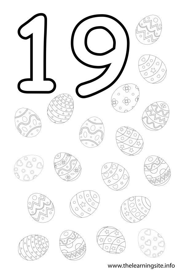 coloring-page-outline-number-nineteen-eggs