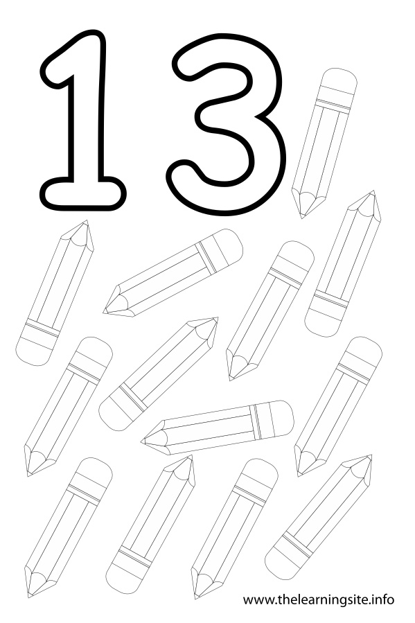 Number Thirteen Flashcard 13 Pencils The Learning Site