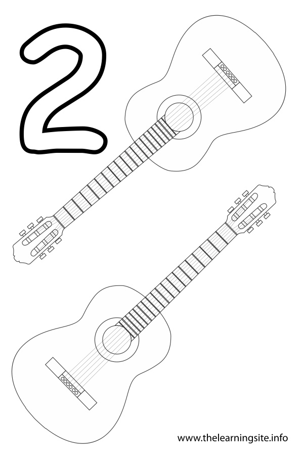 coloring-page-outline-number-two-guitars