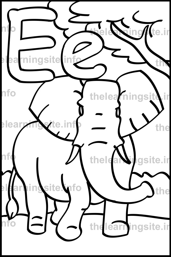 coloring-page-outline-alphabet-letter-e-elephant-sample