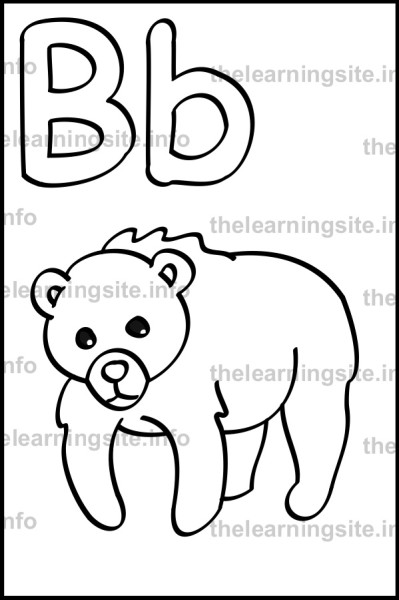 Letter B Flashcard – Simple Bear – The Learning Site