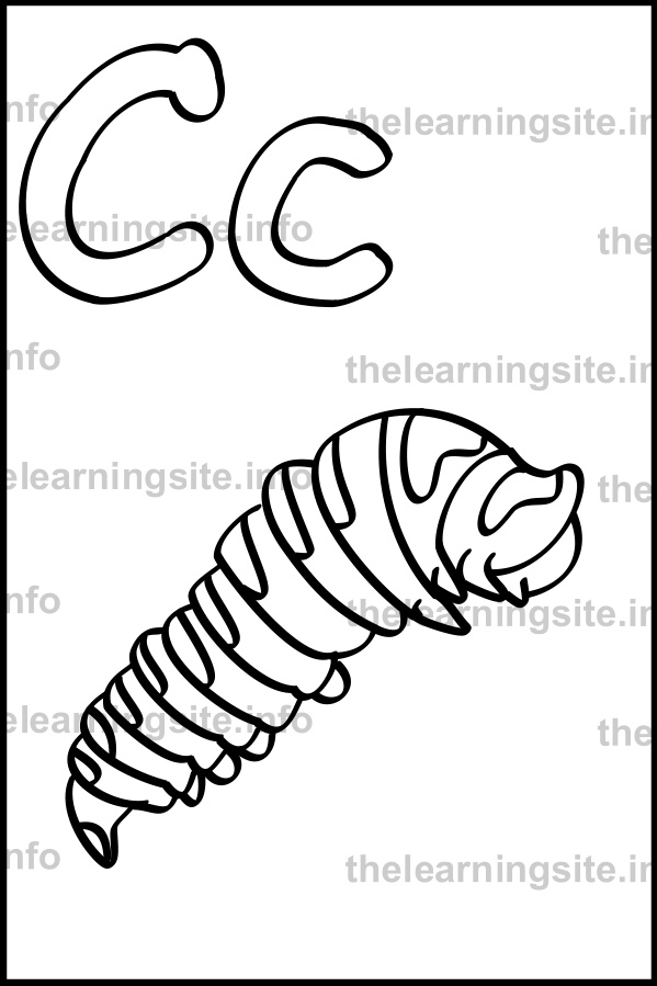 coloring-page-outline-alphabet-letter-c-simple-catterpillar-sample