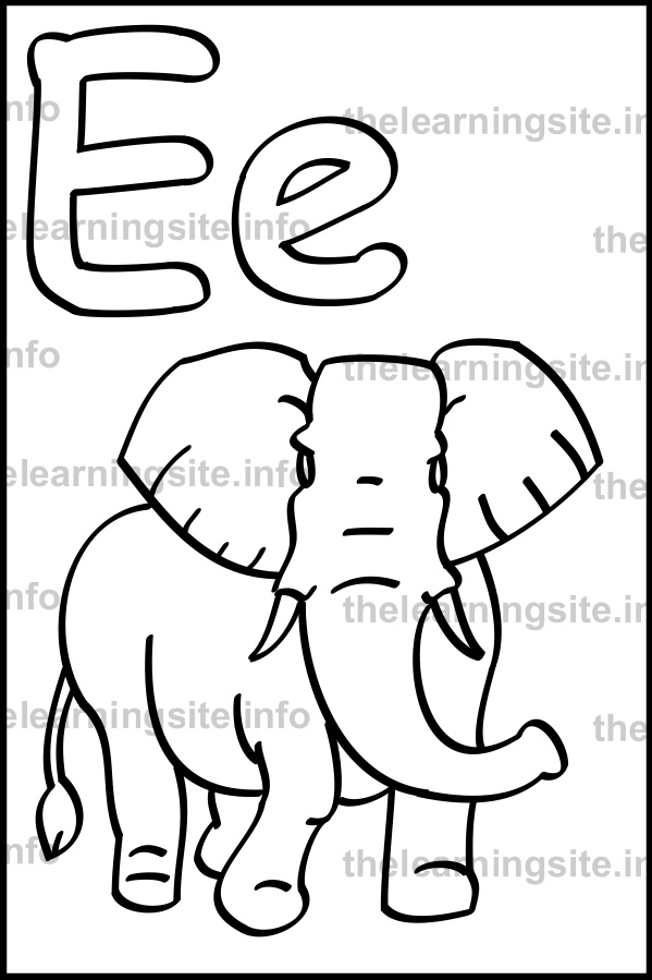 coloring-page-outline-alphabet-letter-e-simple-elephant-sample