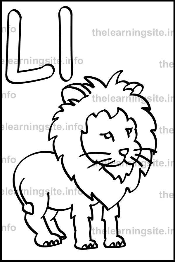 coloring-page-outline-alphabet-letter-l-simple-lion-sample