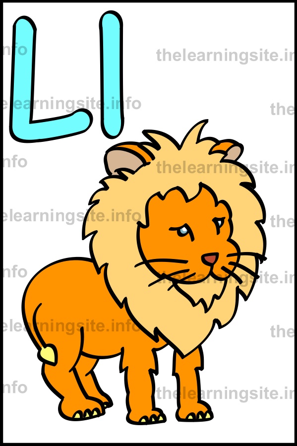 flashcard-alphabet-letter-l-simple-lion-sample