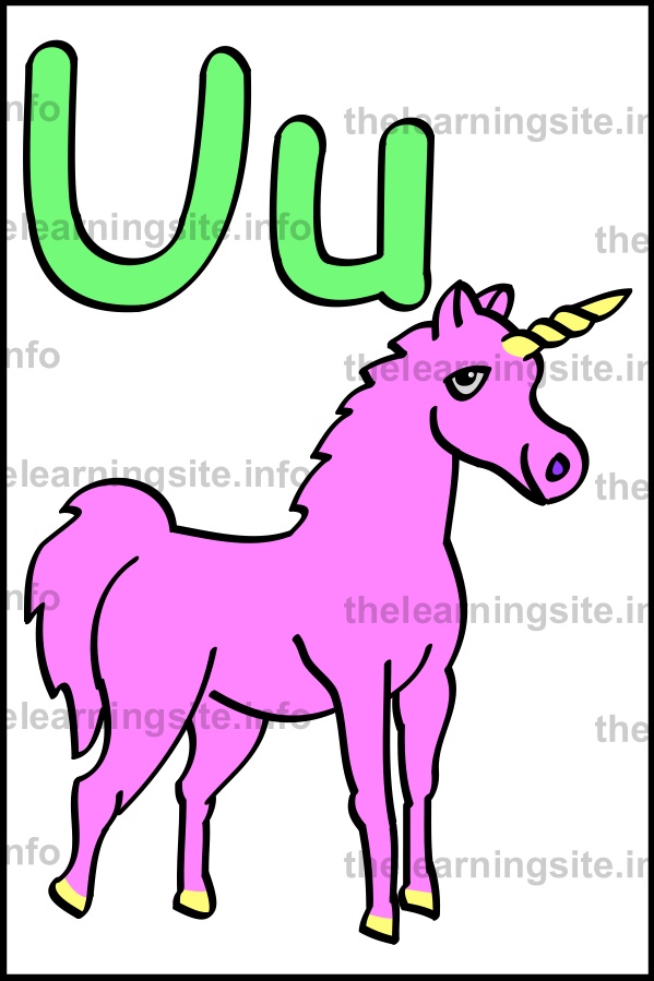 flashcard-alphabet-letter-u-simple-unicorn-sample