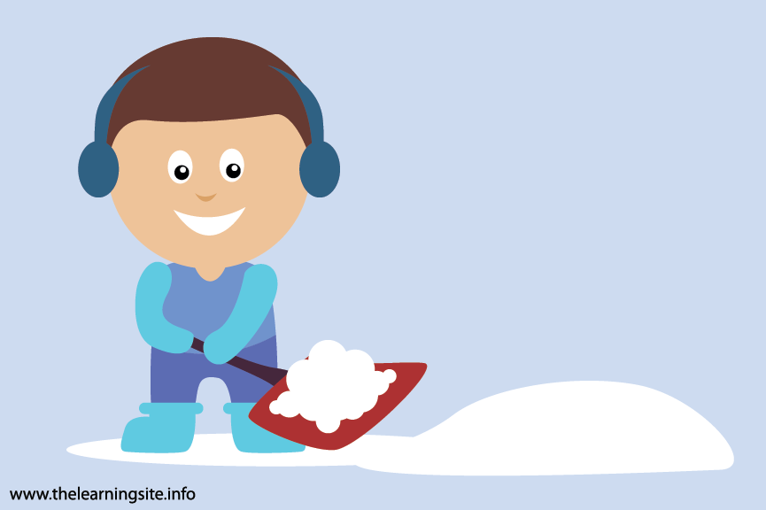 Outdoor Chores shovel snow Flashcard Illustration