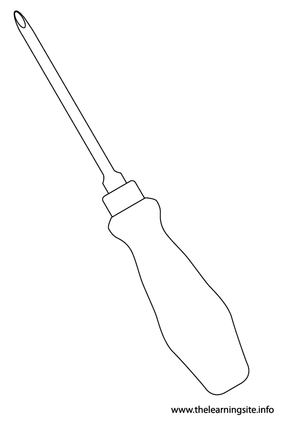 Tool Screwdriver Coloring Page Flashcard Illustration