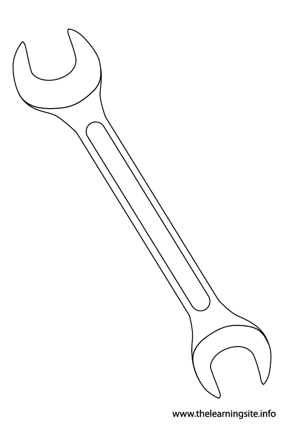 Tool Wrench Coloring Page Flashcard Illustration