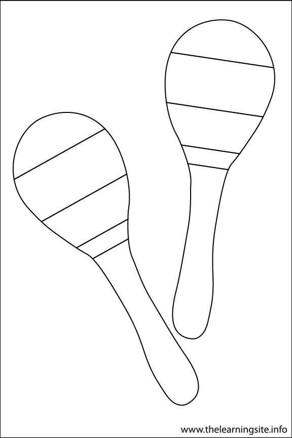 Maracas Musical Instruments Coloring Page Outline Flashcard Illustration
