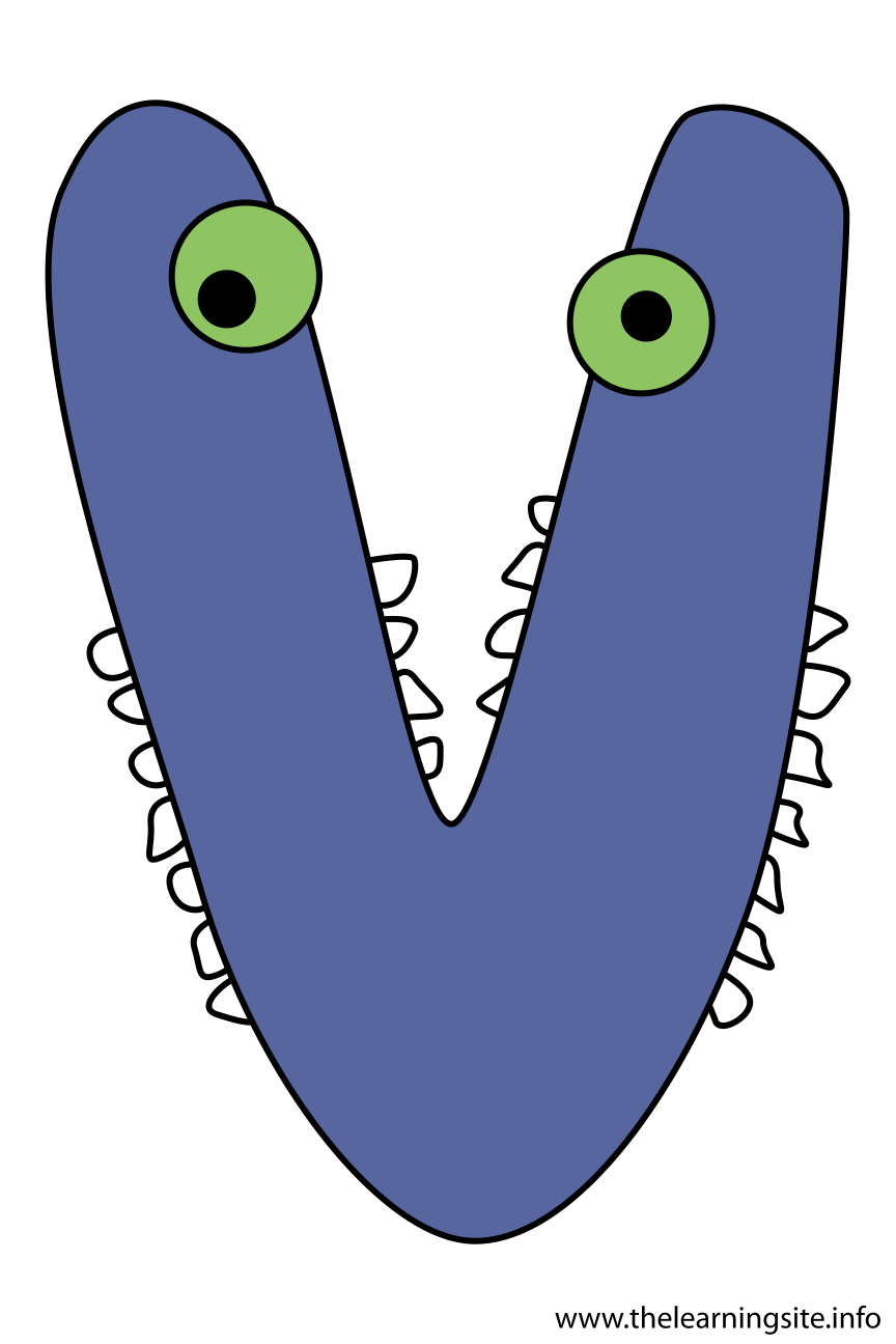 Alphabet Character Letter V Flashcard Illustration