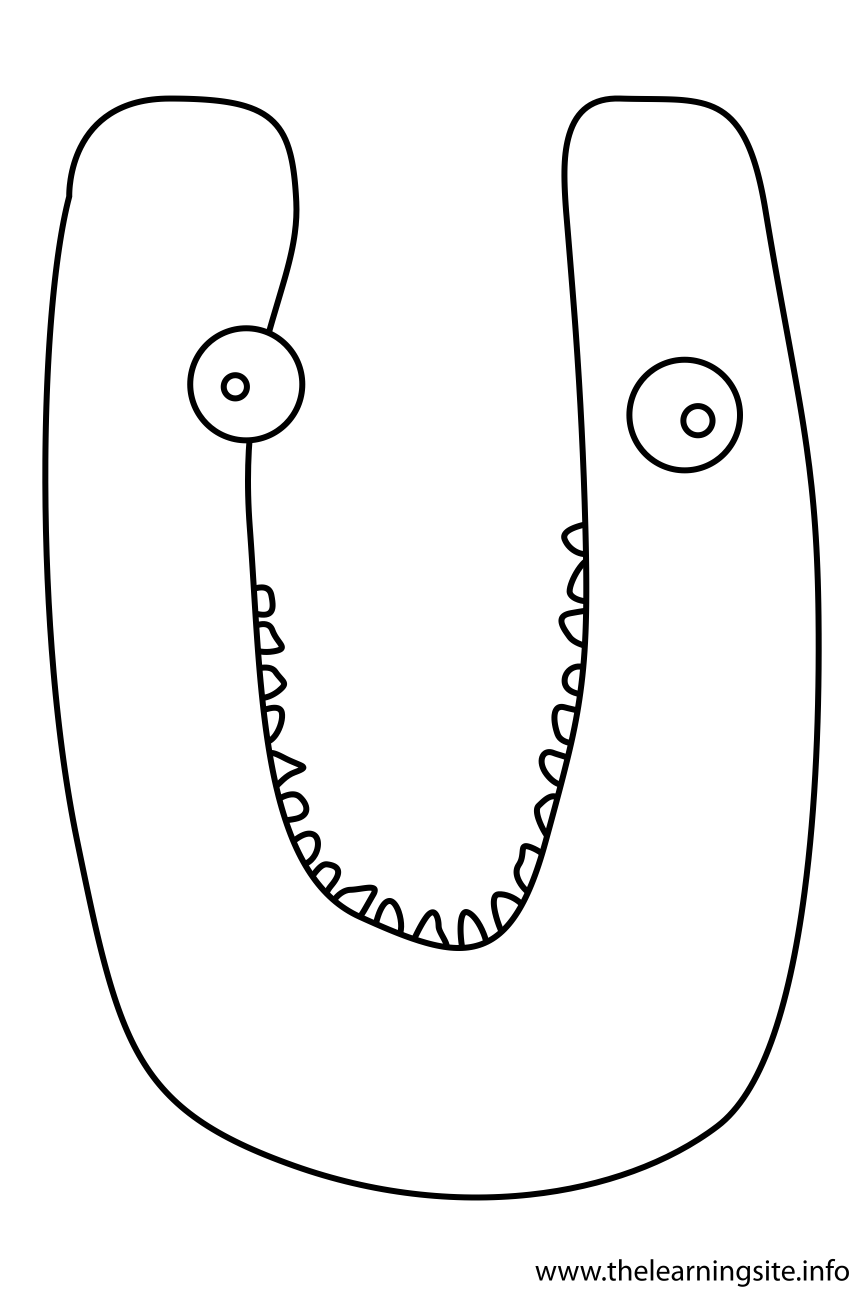 Alphabet Character Letter U Coloring Page Outline Flashcard Illustration