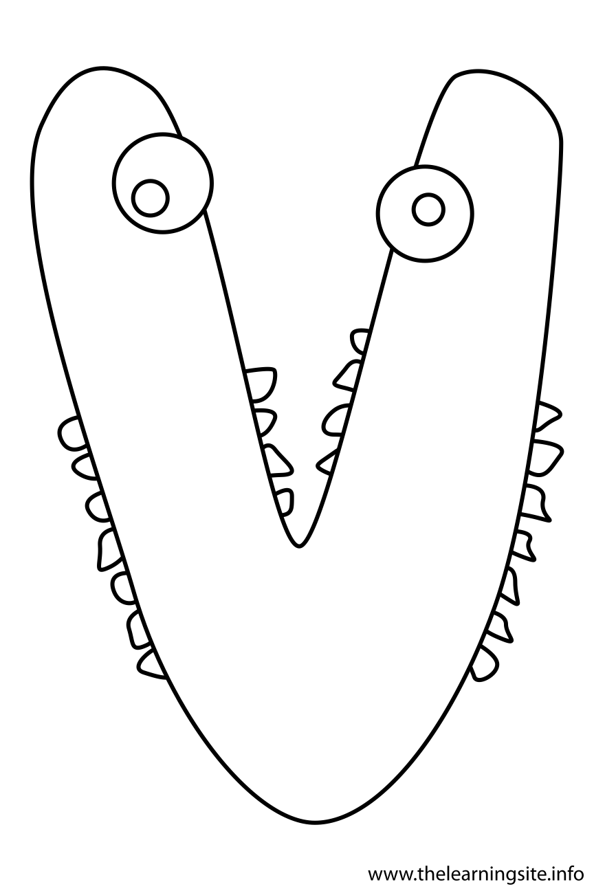 Alphabet Character Letter V Coloring Page Outline Flashcard Illustration