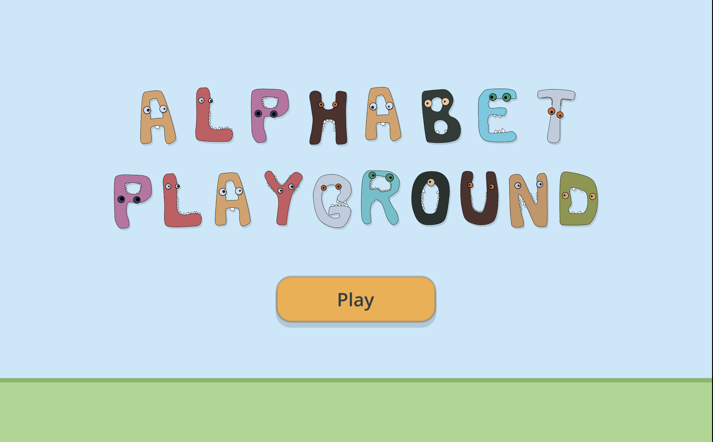 Alphabet Playground characters in a colorful playground